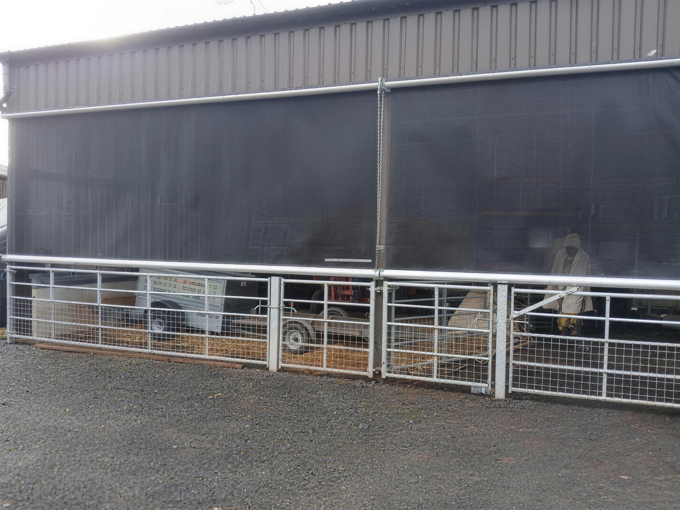 Black hand chain roller blind lowered