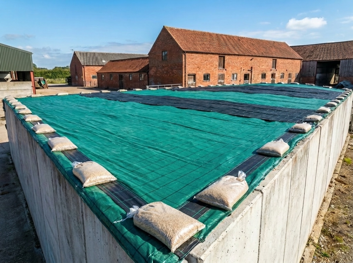 Silage clamp cover in place