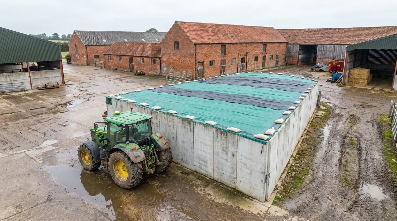 Silage clamp cover in use